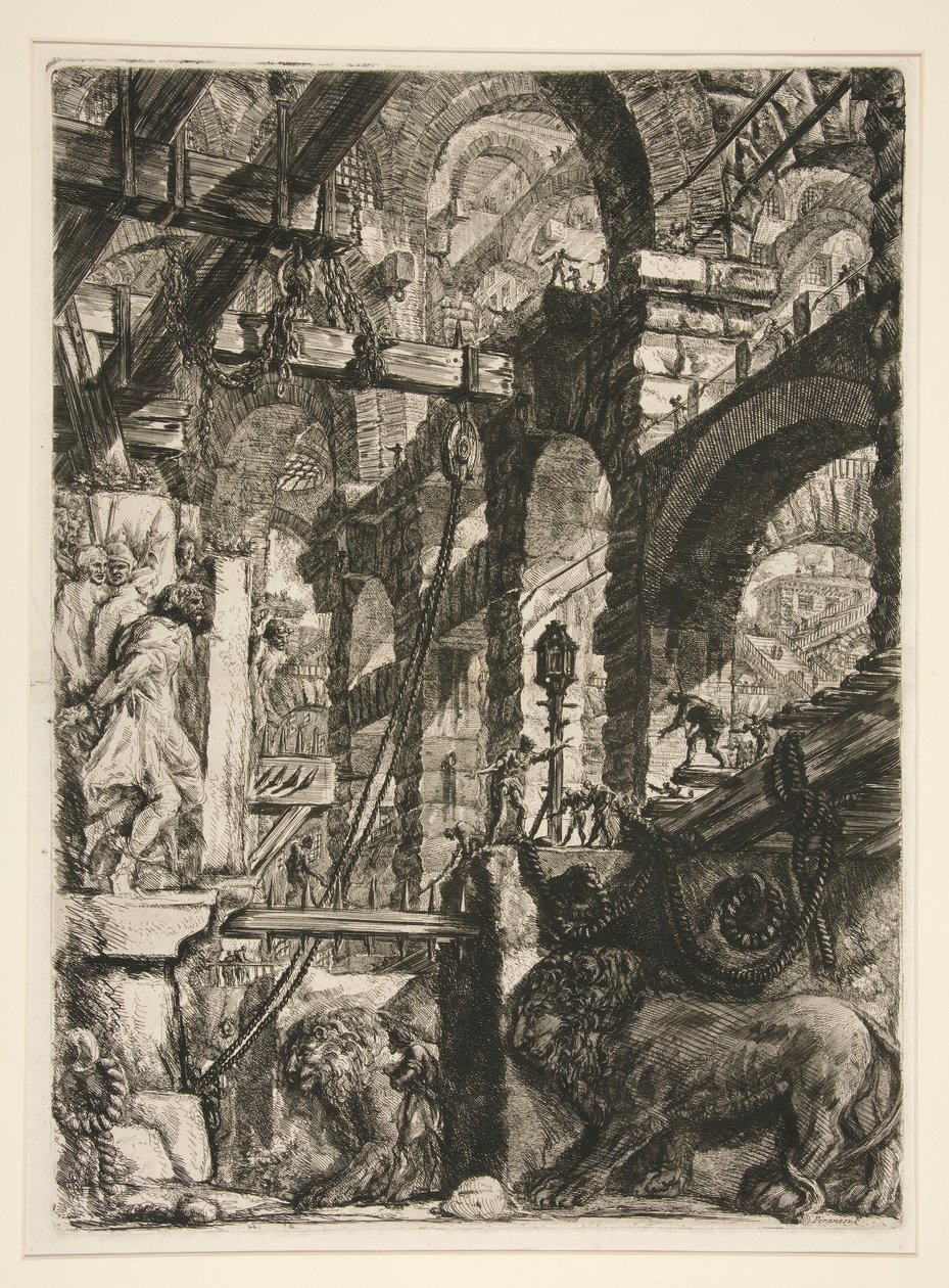 Carceri, V: Die Löwen-Reliefs von Giovanni Battista Piranesi