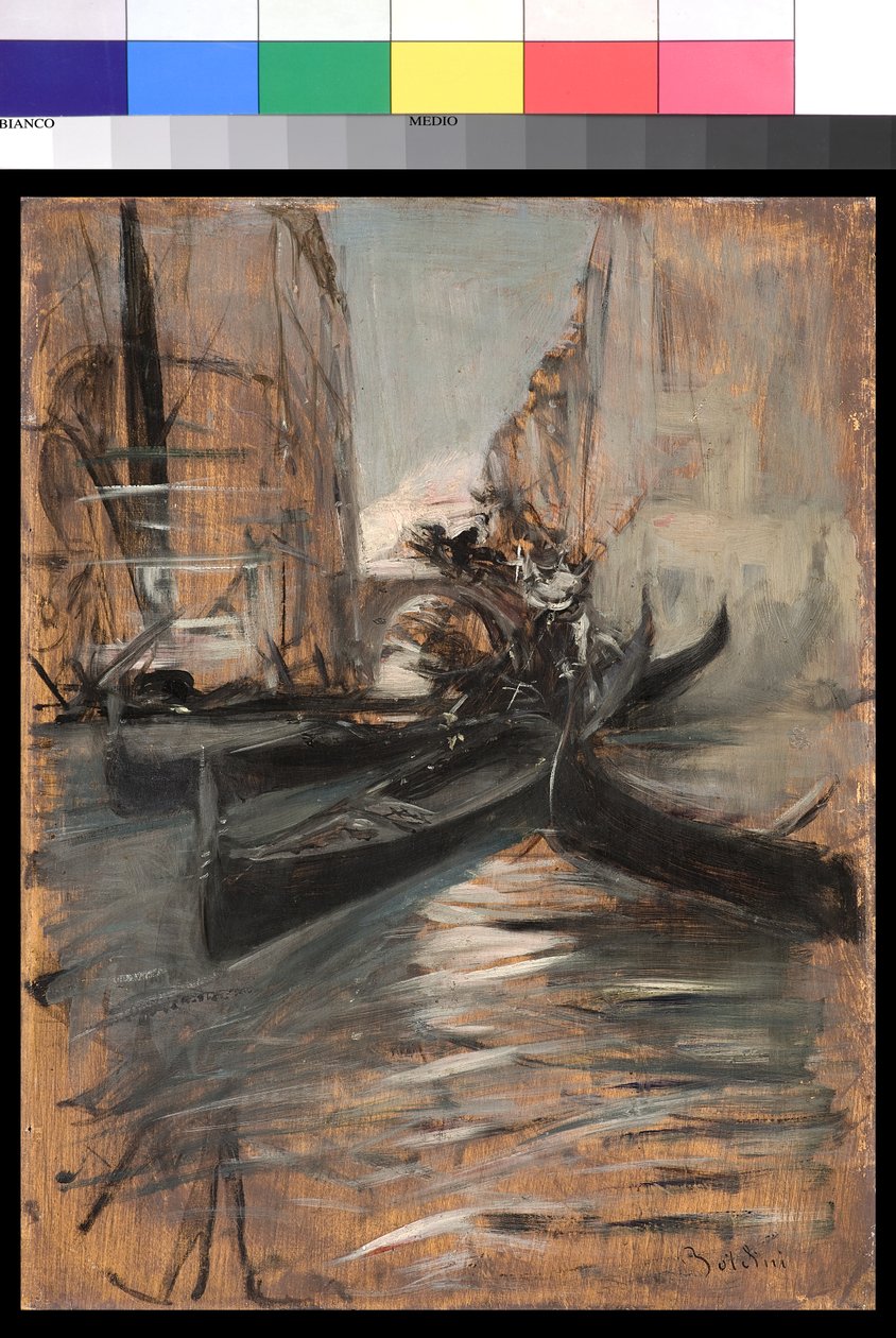 Kanal in Venedig mit Gondeln von Giovanni Boldini