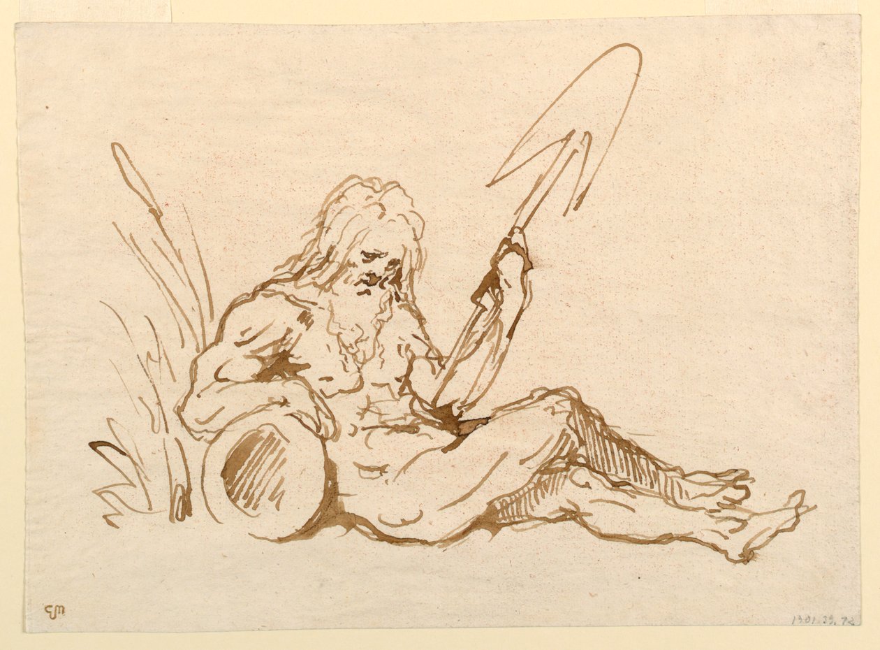 Skizze eines Flussgottes von Giovanni Domenico Tiepolo