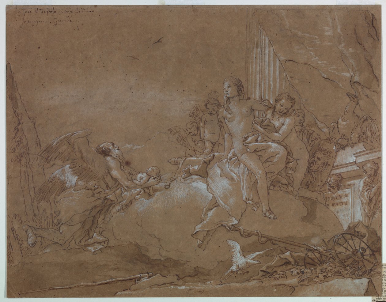 Zeit (Chronos) vertraut Amor Venus an von Giovanni Domenico Tiepolo