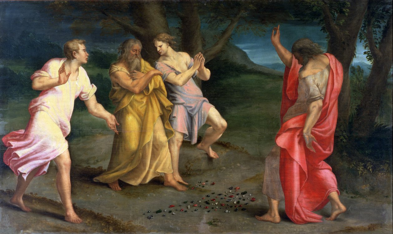 St. Johannes verwandelt Stöcke und Steine in Juwelen von Girolamo Mazzola Bedoli
