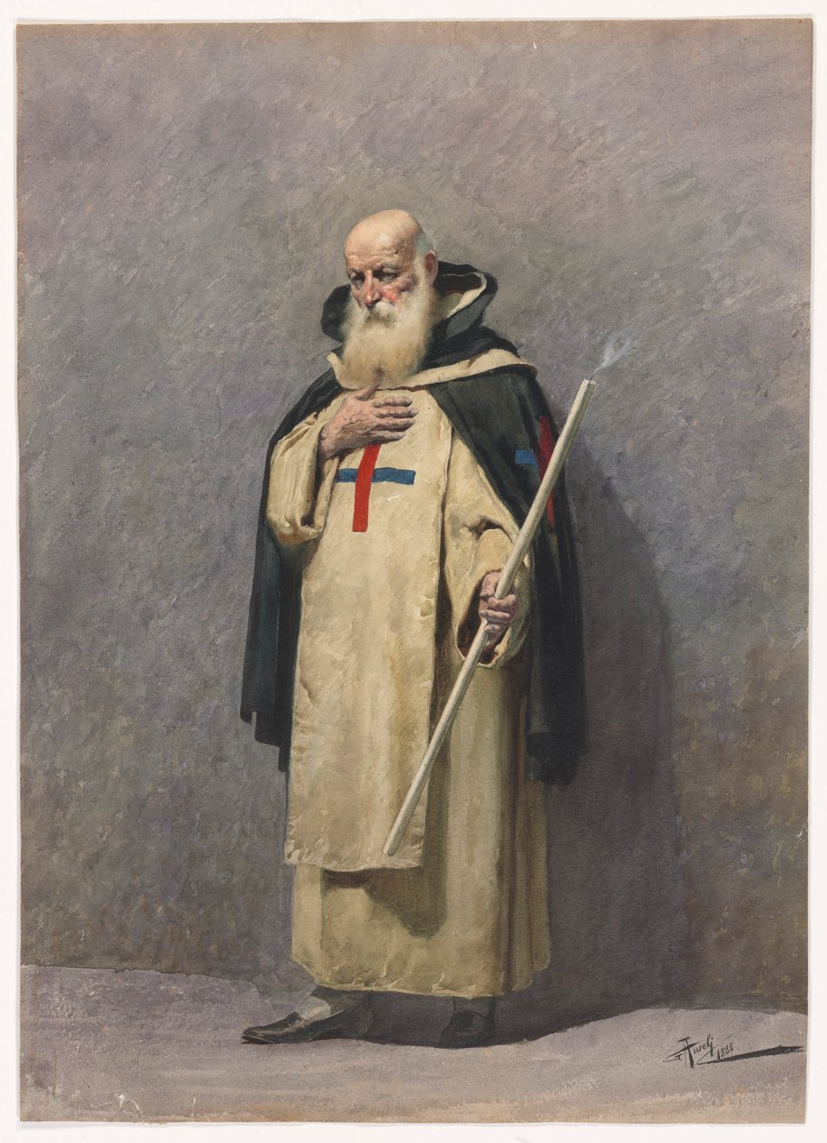 Ein älterer Priester stehend von Giuseppe Aureli