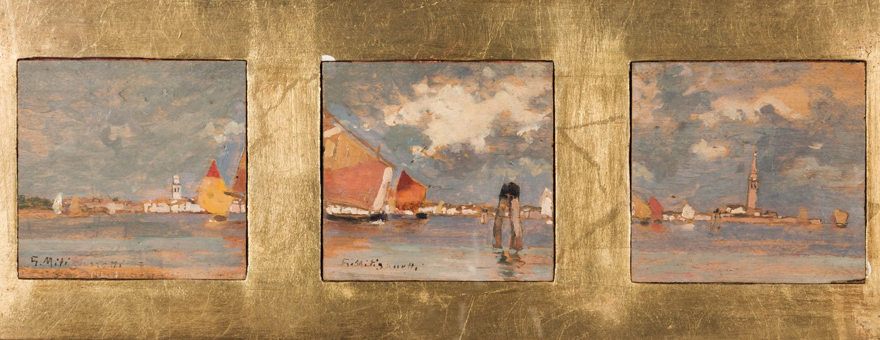 Triptychon mit Lagune von Giuseppe Miti Zanetti