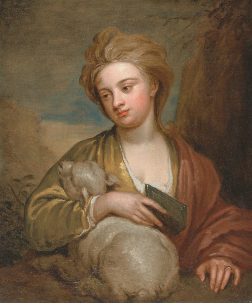 Porträt einer Frau als St. Agnes, traditionell identifiziert als Catherine Voss von Godfrey Kneller