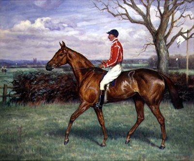 Ein Hindernisrennen mit Jockey von Godfrey Douglas Giles