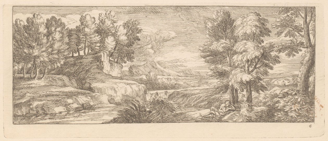 Flusslandschaft mit ruhenden Figuren von Gérard Audran