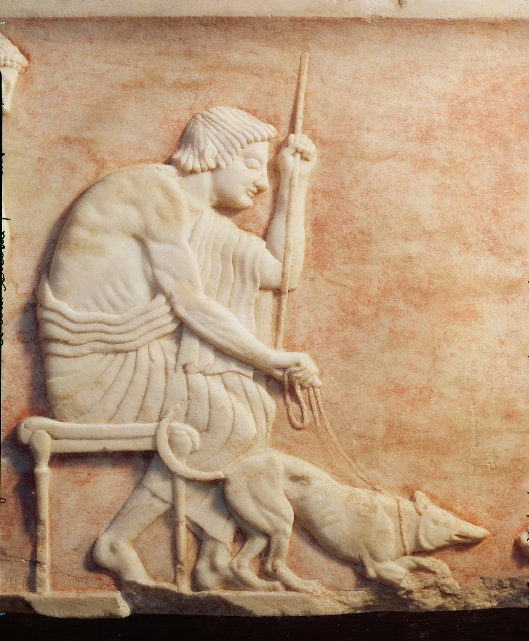 Tierhetze, Relief von einer Statuenbasis gefunden im Dipylon-Friedhof, Athen (Detail) von Greek