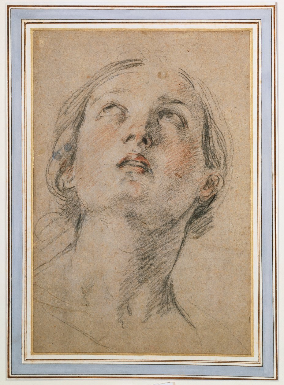 Kopf einer Frau, die nach oben schaut von Guido Reni