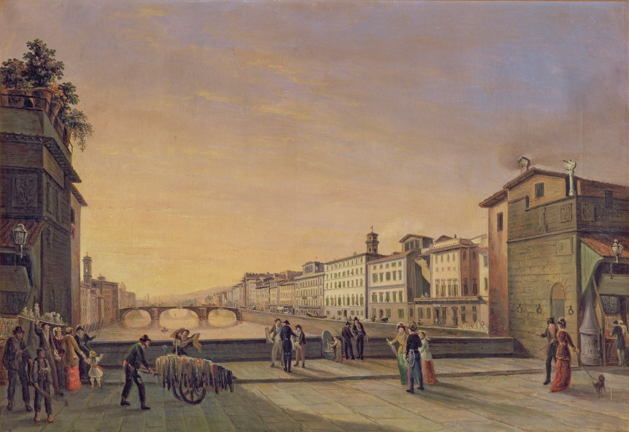 Blick auf den Arno von der Ponte Vecchio, Florenz von Guiseppe Gherardi