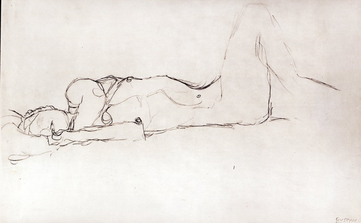 Nackte Frau im Bett, ca. 1914 von Gustav Klimt