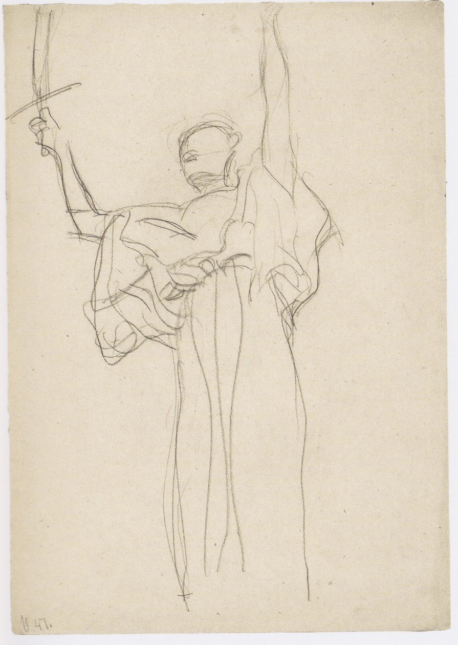 Stehende mit Schwert in der erhobenen Rechten von Gustav Klimt