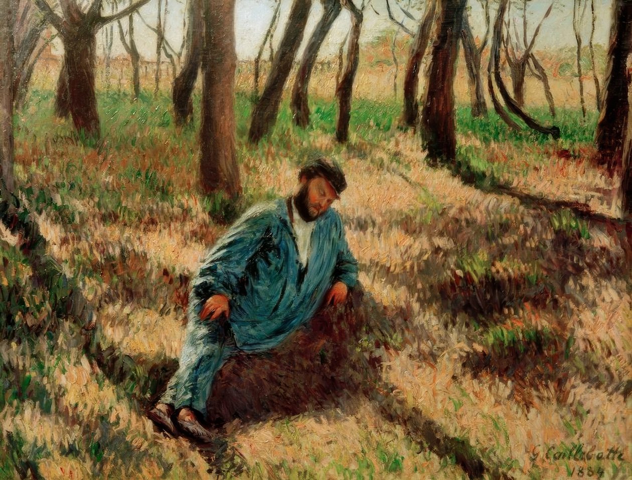 Der Vater Magloire liegt in einem Wald von Gustave Caillebotte