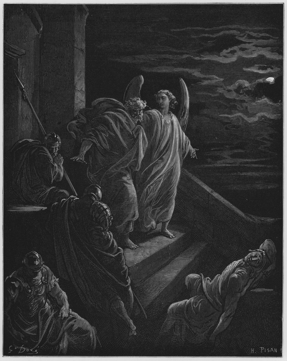 Petrus wird aus dem Gefängnis befreit von Gustave Dore