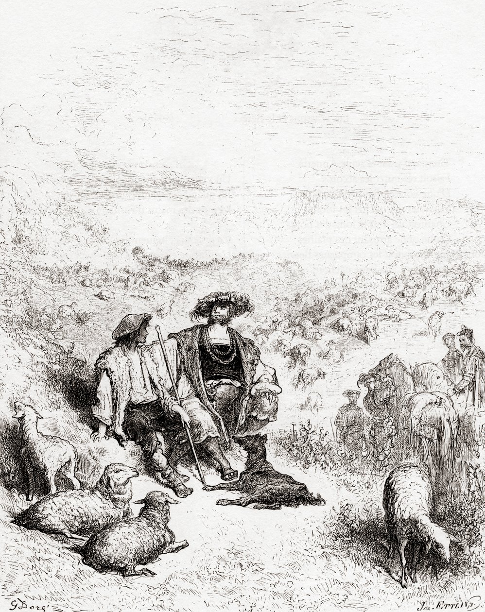 Der Hirte und der König, aus einer späten 19. Jahrhundert Ausgabe von Fables de La Fontaine von Gustave Dore