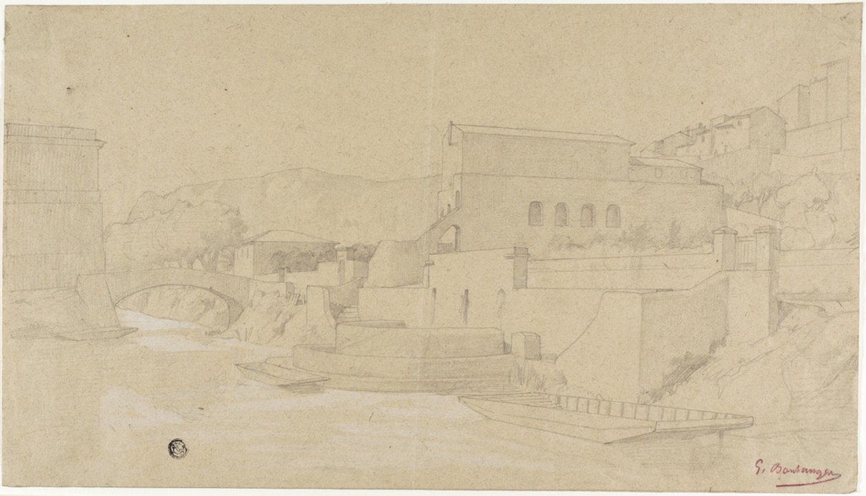 Italienische Stadt an einem Fluss von Gustave Clarence Rodolphe Boulanger