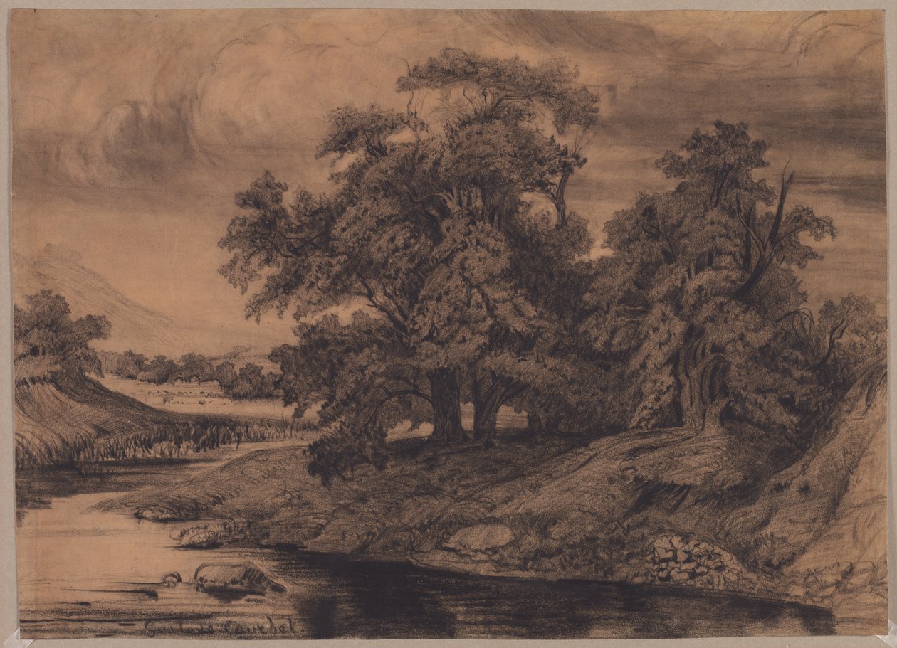 Landschaft mit großen Bäumen, späte 1860er bis frühe 1870er Jahre von Gustave Courbet