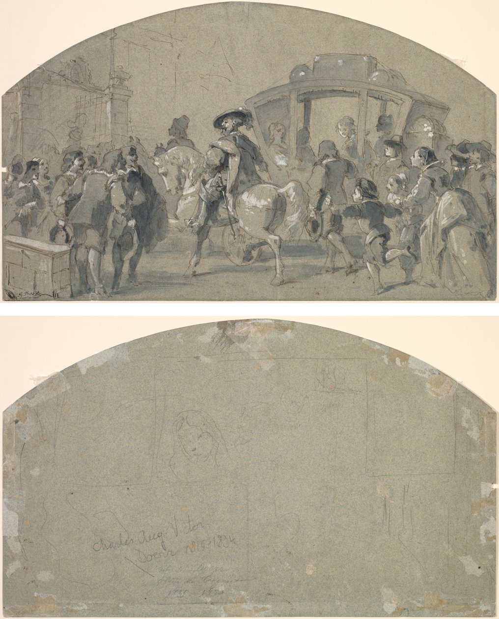 Straßenszene (recto); Skizzen (verso) von Gustave Dore