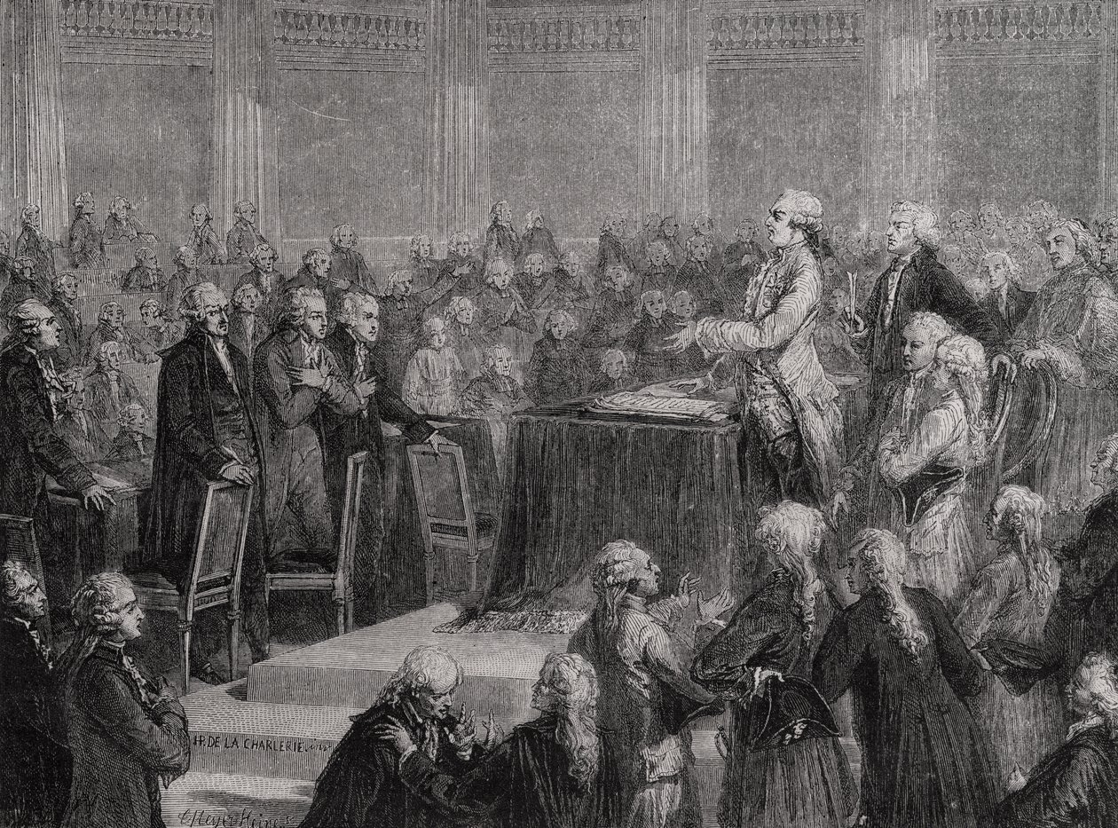 König Ludwig XVI. (1754-93) akzeptiert und schwört auf die Verfassung, 14. September 1791 von H. de la Charlerie
