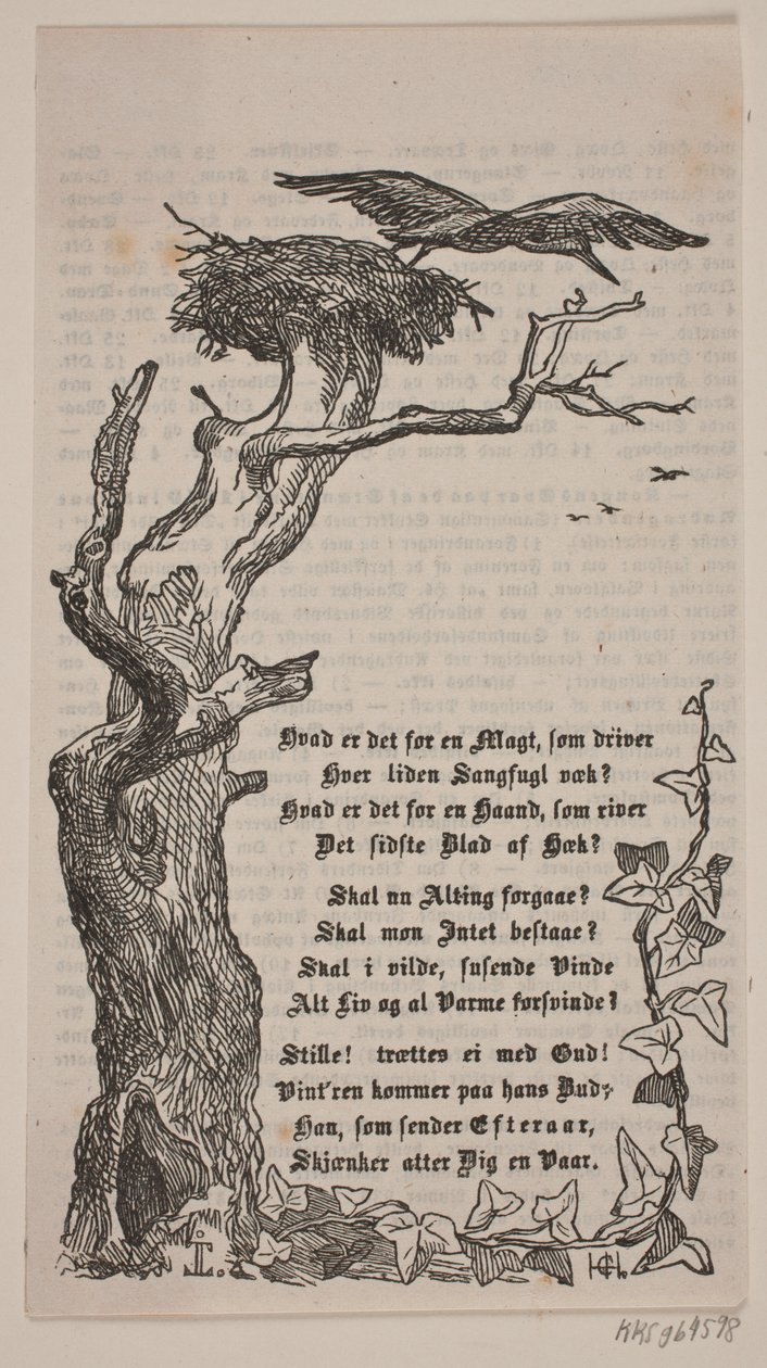 Rahmen mit Storchennest in Eiche von H. C. Henneberg