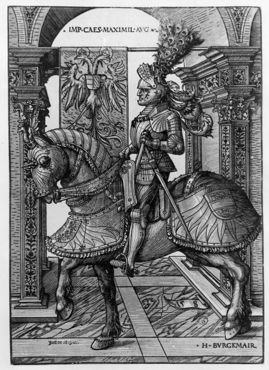 Reiterporträt von Maximilian I. (1459-1519) um 1508 von Hans Burgkmair