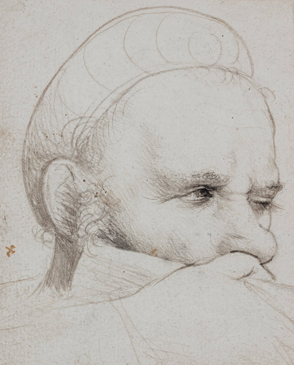 Der Kopf eines Armbrustschützen, der zielt von Hans Holbein the Elder