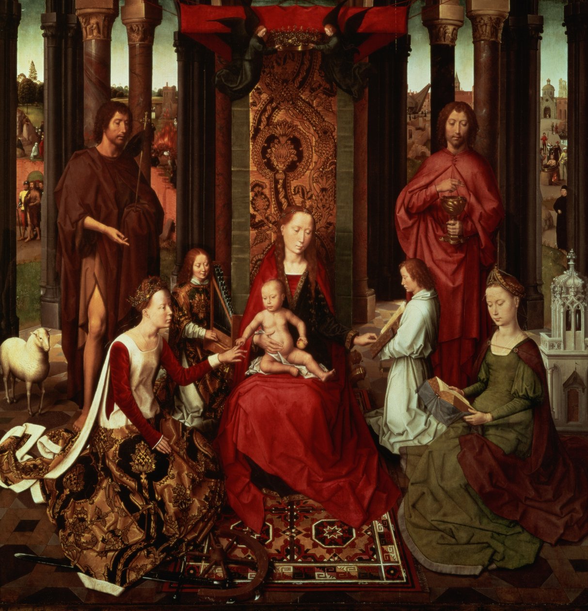 Mystische Hochzeit der heiligen Katharina und andere Heilige von Hans Memling