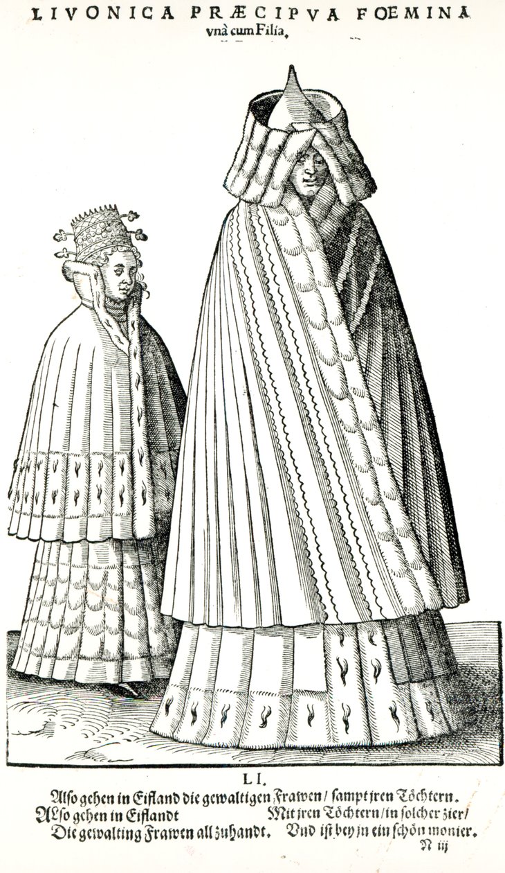 Kostüme einer livländischen Adligen und ihrer Tochter, 1577 von Hans Weigel