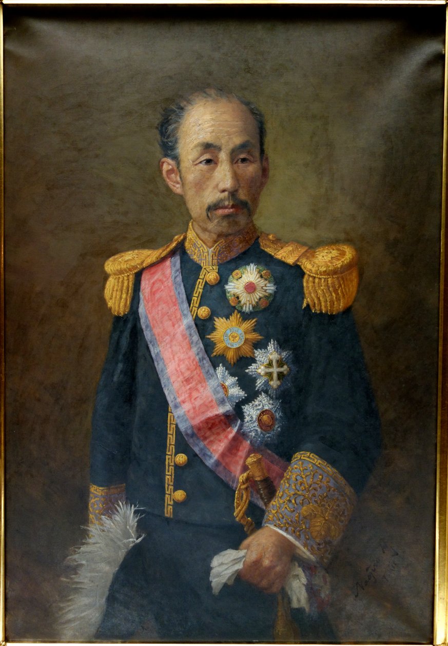 Porträt von Sanjo Sanetomi (1837-1891) von Harada Naojiro