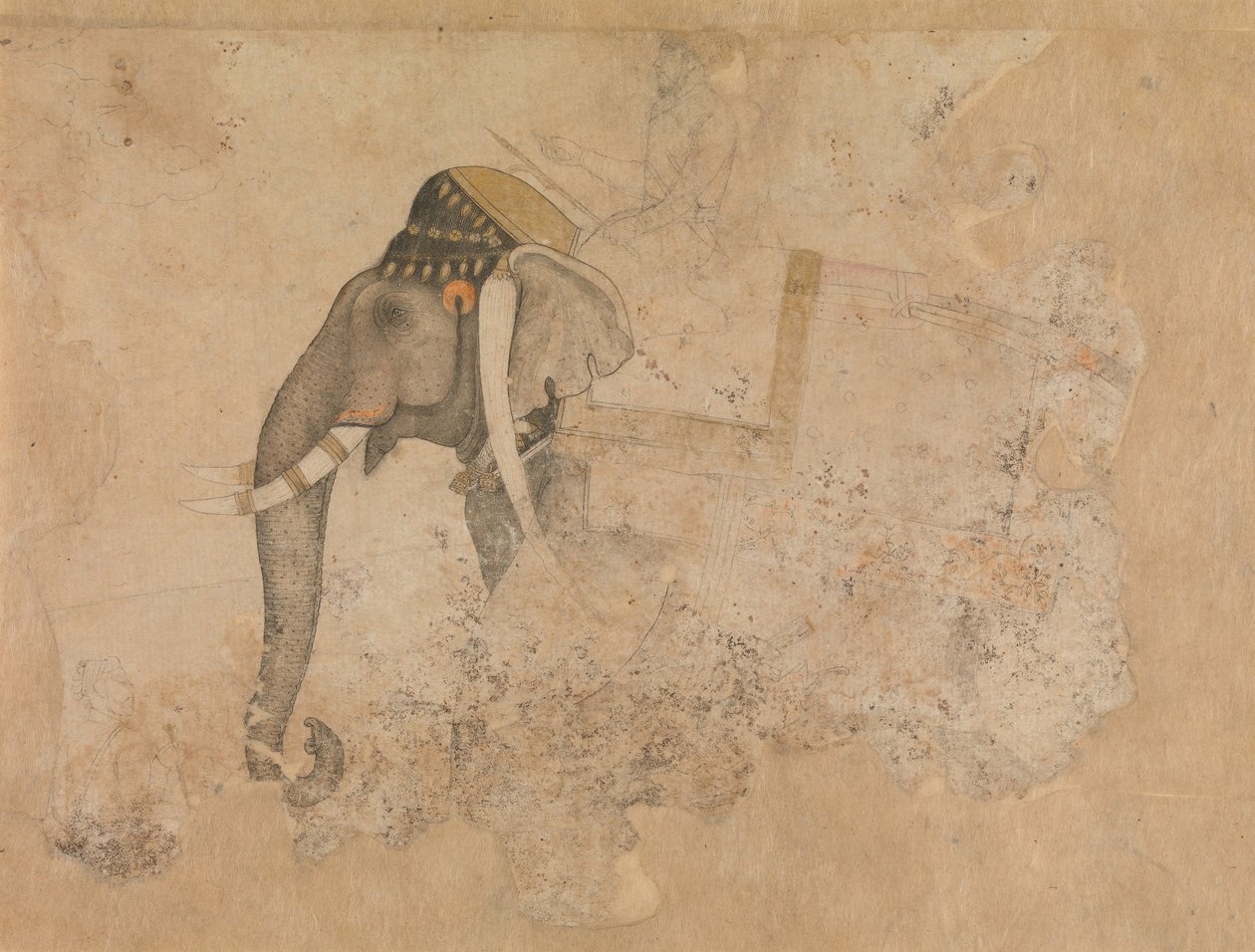 Elefant und Reiter, ca. 1640 von Hashim.