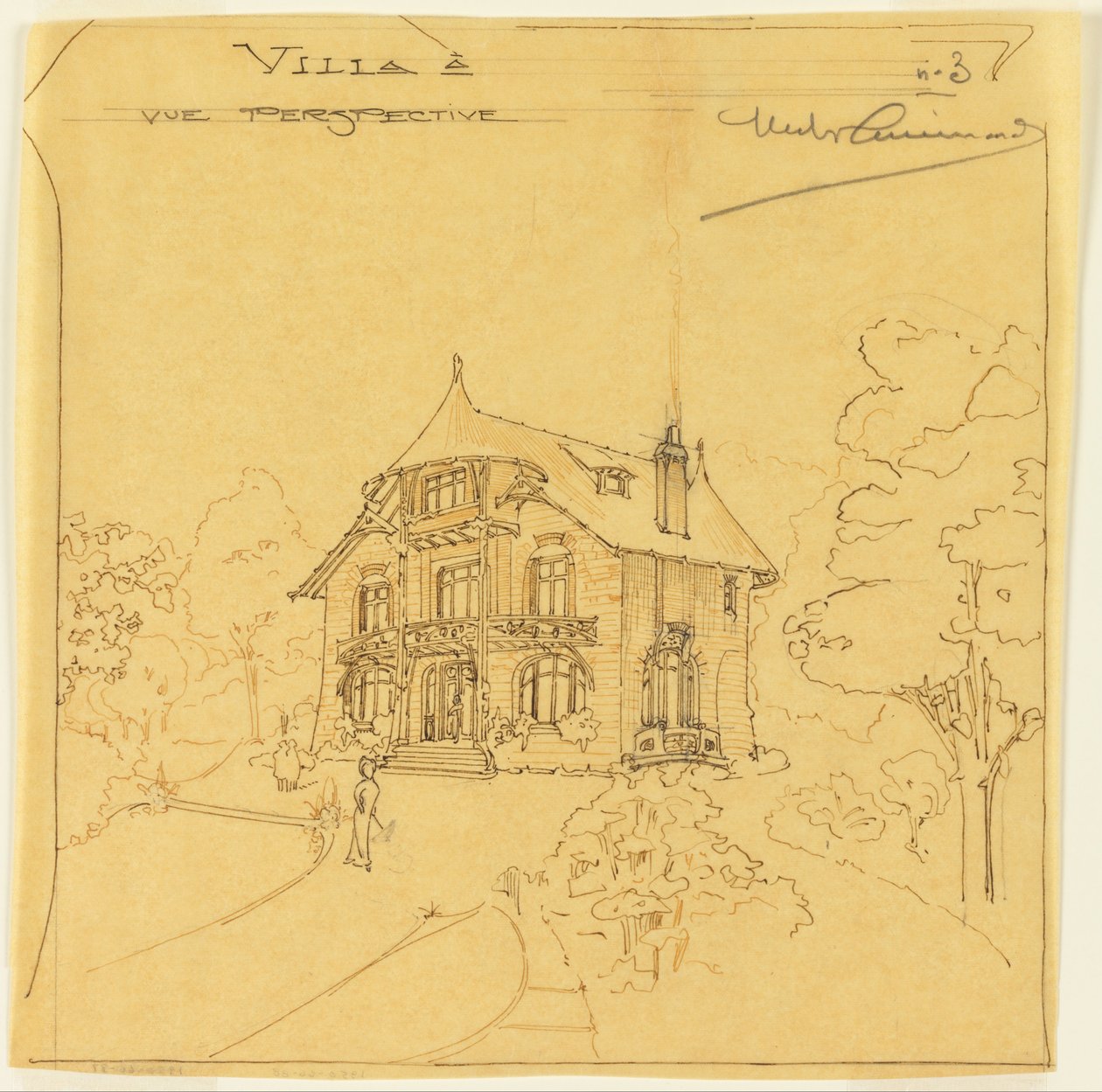 Perspektivische Ansicht einer Villa von Hector Guimard