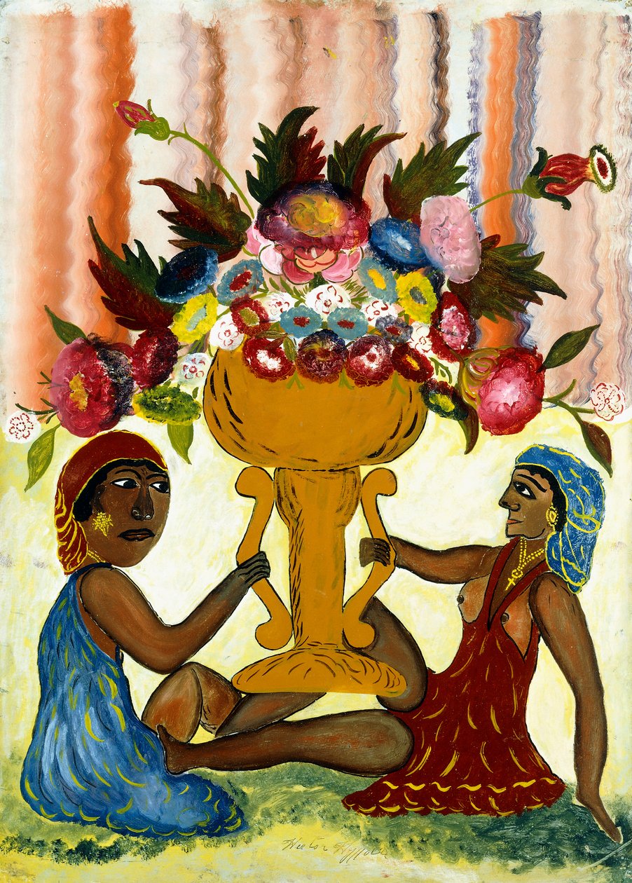 Zwei Priesterinnen mit Vase von Hector Hyppolite