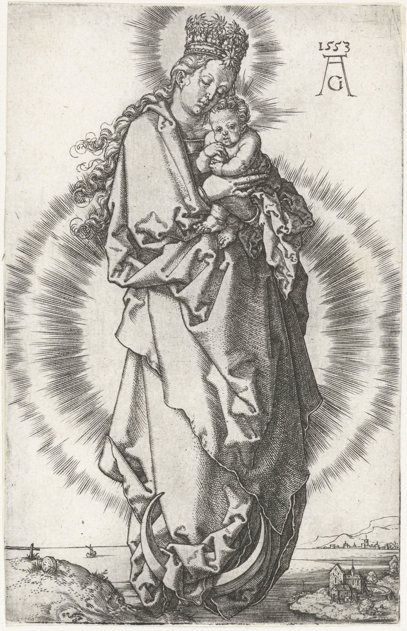 Madonna mit Kind auf der Mondsichel von Heinrich Aldegrever