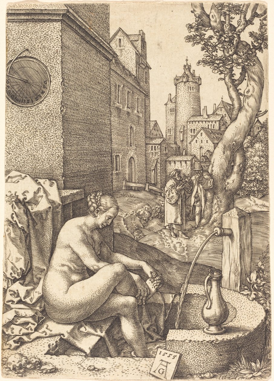 Susanna von den beiden Ältesten überrascht, 1555 von Heinrich Aldegrever