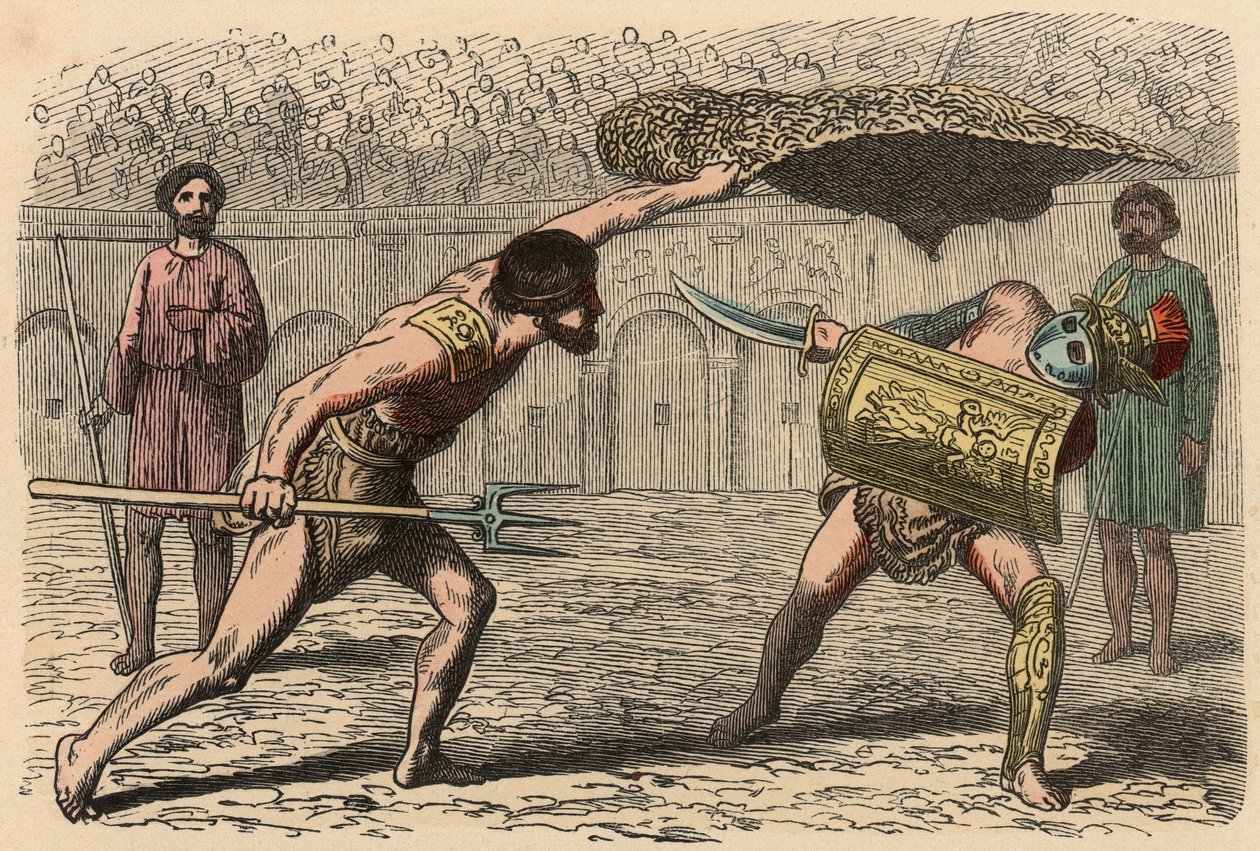 Antikes Rom: Gladiatorenkämpfe im Amphitheater von Heinrich Leutemann
