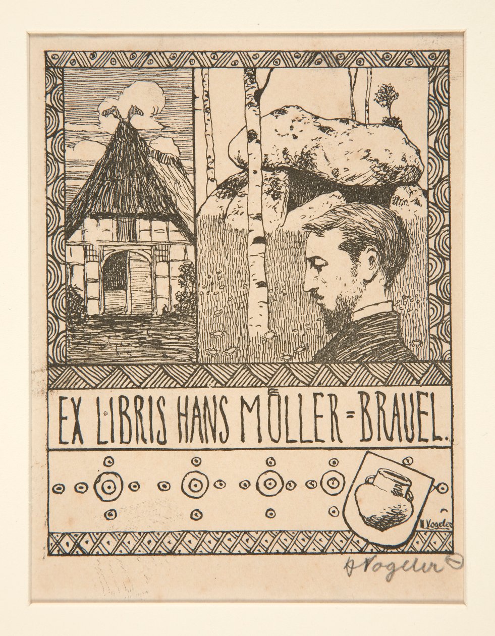 Ex Libris Hans Mueller-Brauel von Heinrich Vogeler