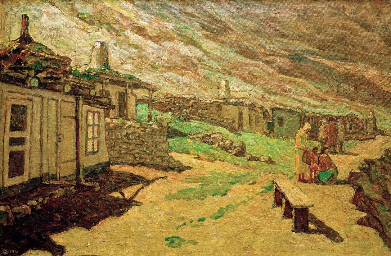 Altes Dorf im Kaukasus, 1940 von Heinrich Vogeler