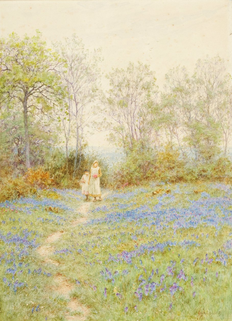 Blaue Glockenblumen von Helen Allingham