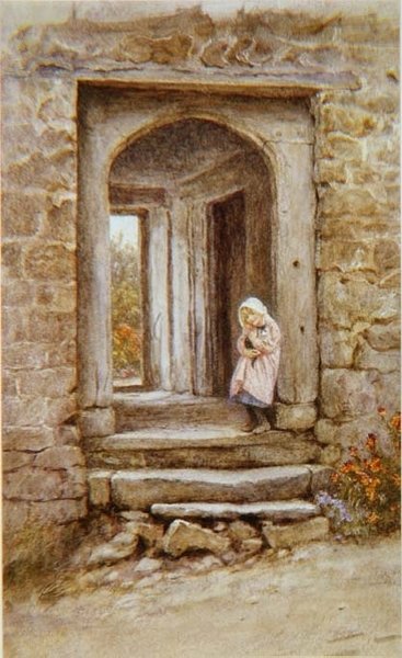 Mädchen mit Kätzchen von Helen Allingham