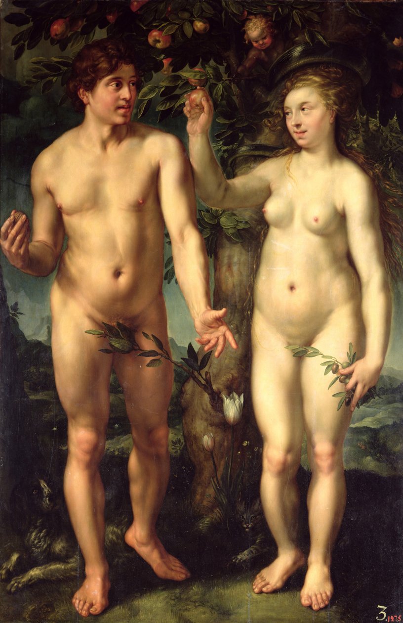 Adam und Eva, 1608 von Hendrik Goltzius