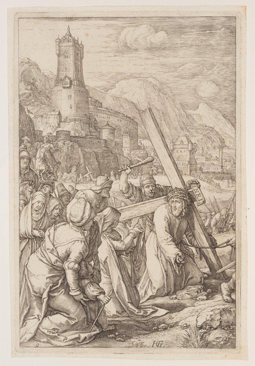 Christus trägt das Kreuz, aus Die Passion von Hendrick Goltzius