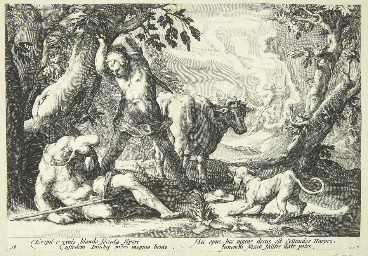 Merkur tötet Argus von Hendrick Goltzius