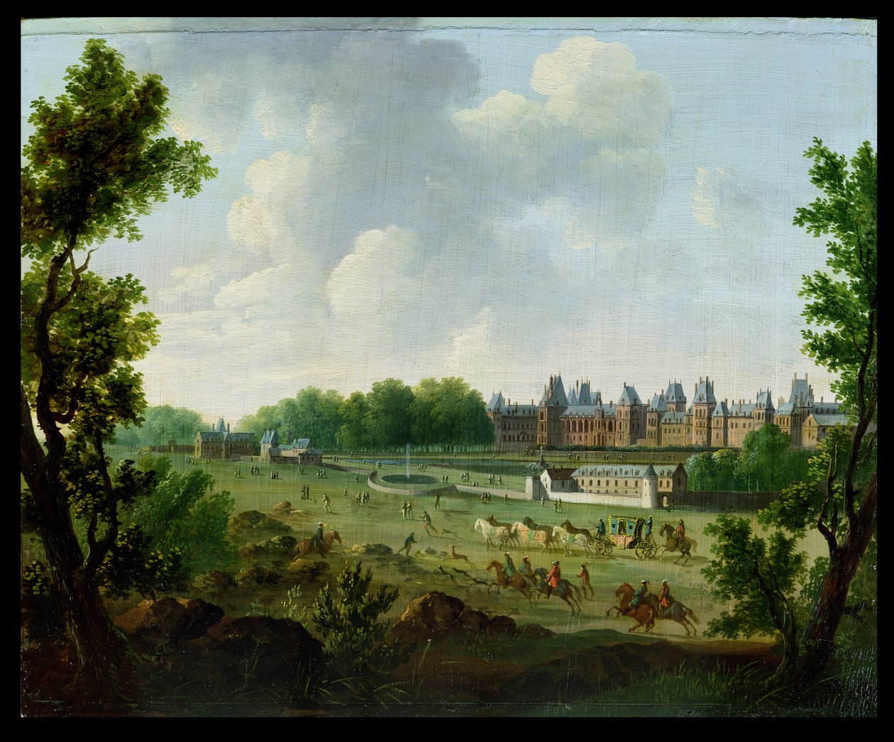 Eine Ansicht des Königspalastes von Fontainebleau von Hendrik Frans de Cort