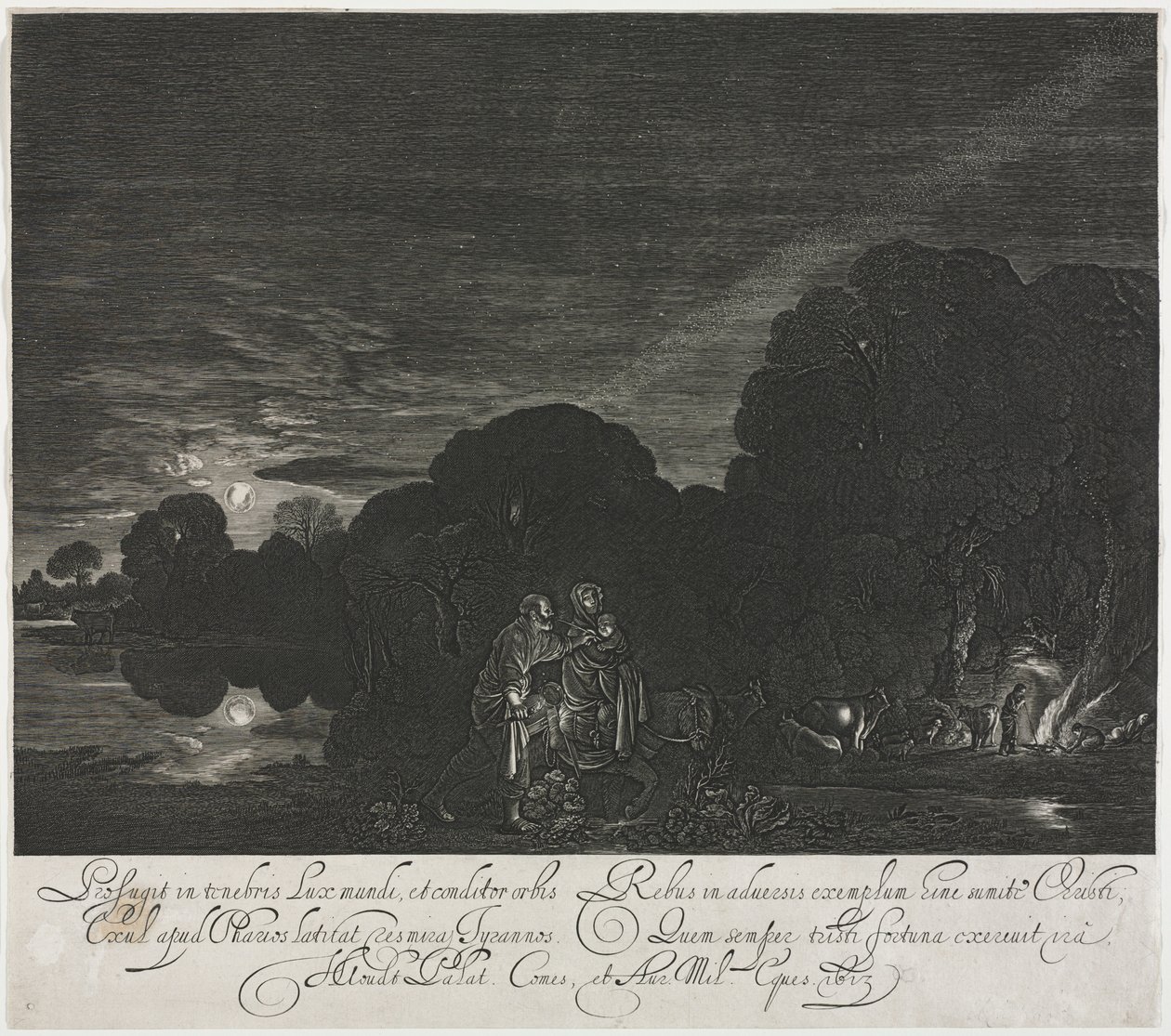 Die Flucht nach Ägypten bei Nacht von Hendrik Goudt