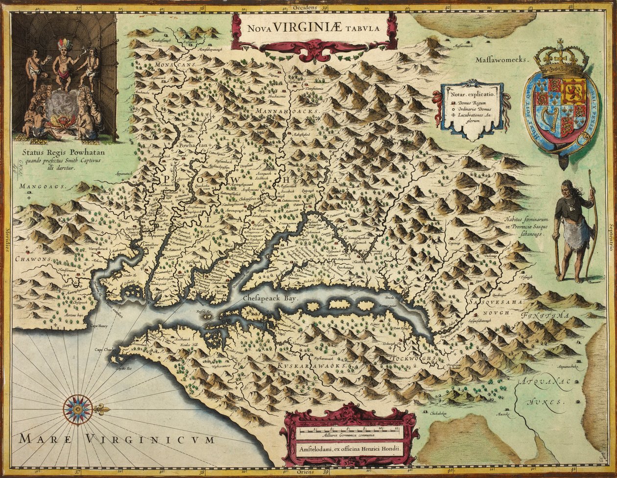 Eine Karte von Virginia von Hendrik I Hondius