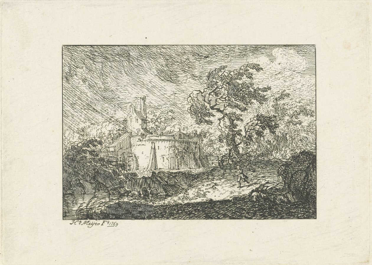 Landschaft bei Regen und Sturm von Hendrik Meijer