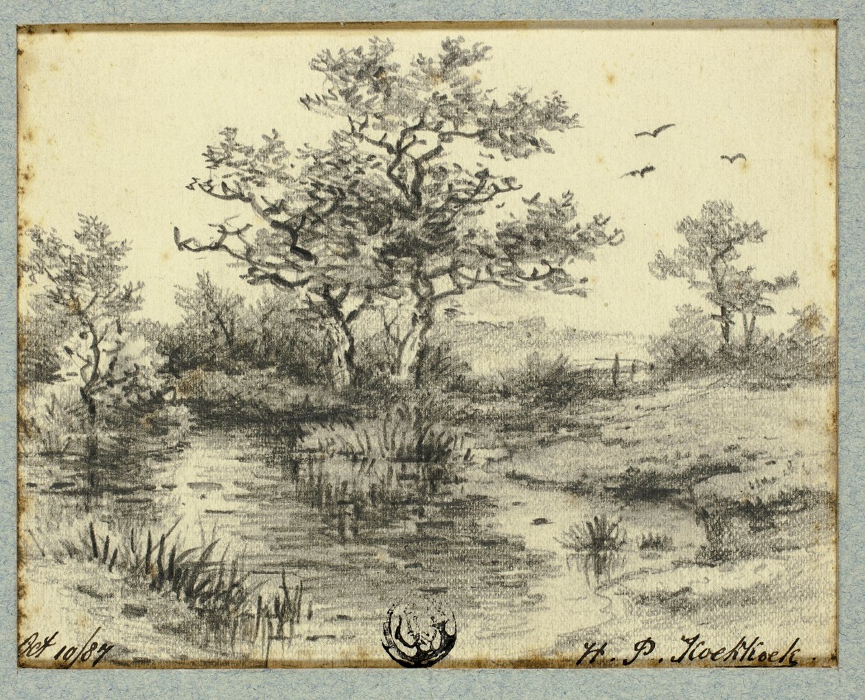 Bäume am Teich von Hendrik Pieter Koekkoek