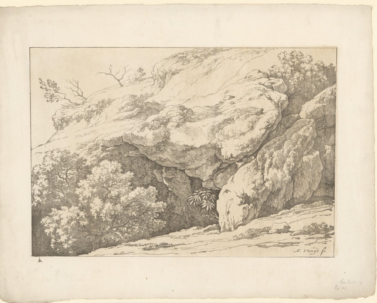 Felsen mit Sträuchern von Hendrik Voogd