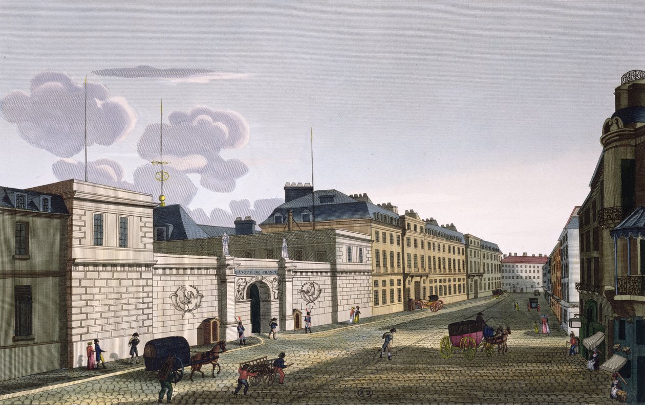 Die Bank von Frankreich von der Rue Croix-Petits-Champs, graviert von Eugene Dubois, 1800 von Henri Courvoisier Voisin