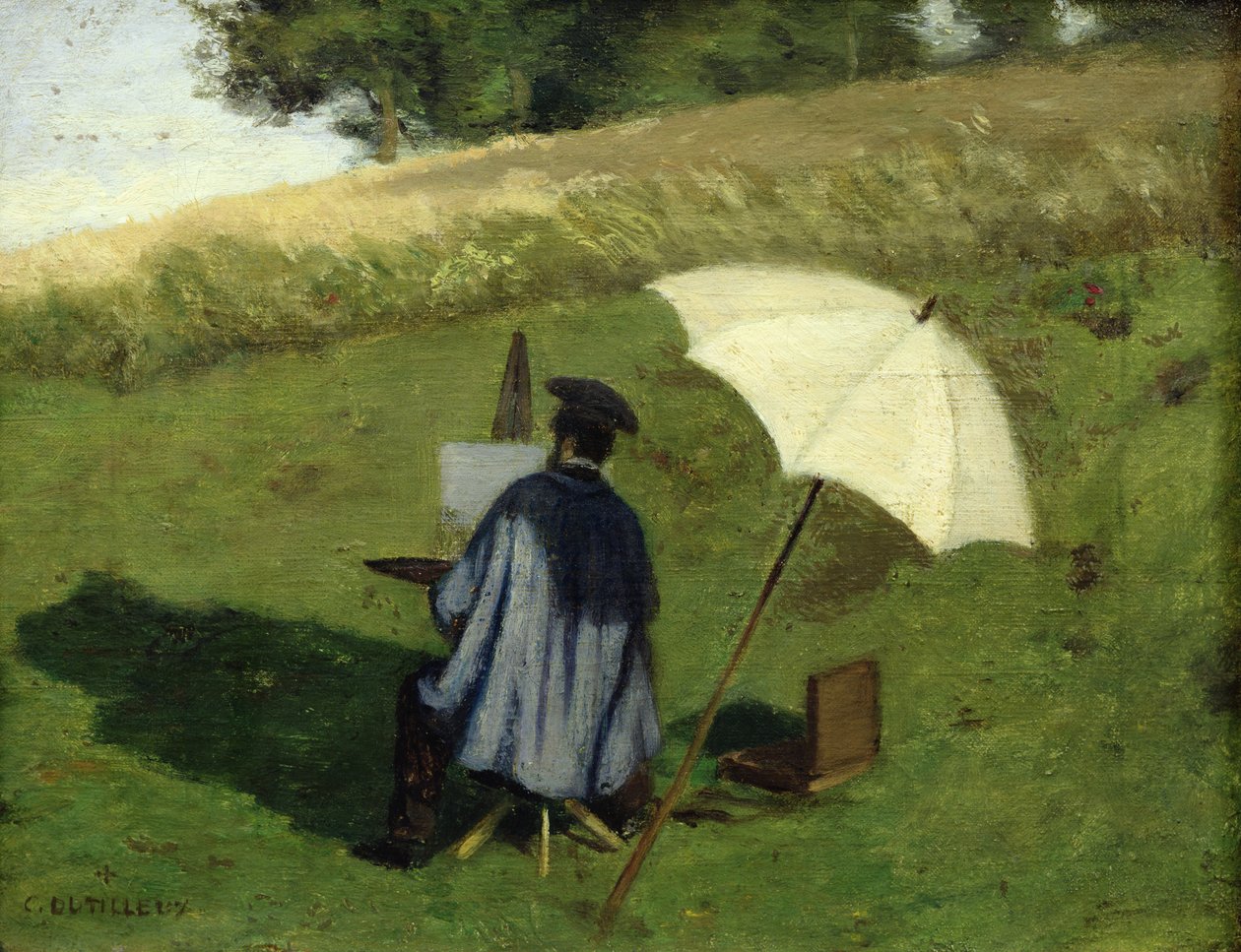 Desire Dubois malt im Freien, ca. 1852 von Henri Joseph Constant Dutilleux