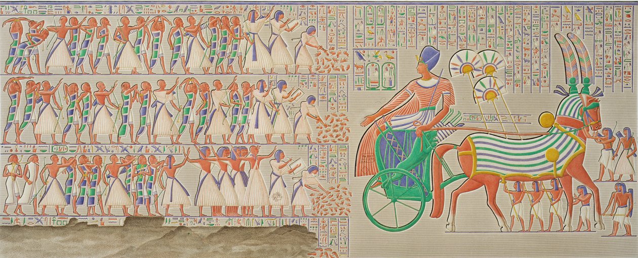 Basrelief in Medynet-Abou, Palast der Könige in Theben, Band I, Tafel 12, aus 
